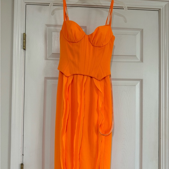 Oh Polly Perrine Corset Frill Skirt Maxi Dress in Tangerine Size 2 - Picture 7 of 14